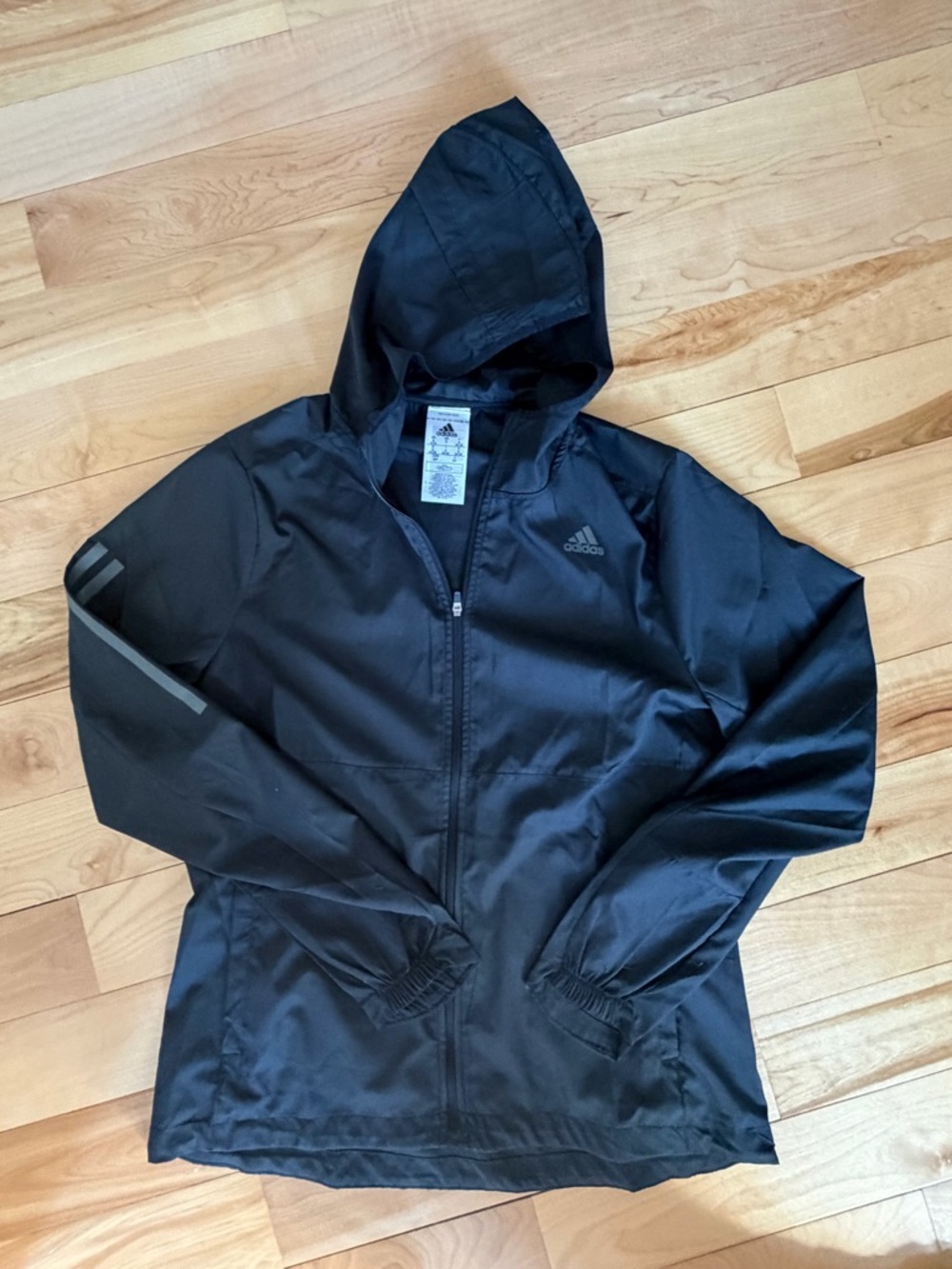 adidas Black Hooded Zip Jacket with Subtle Logo